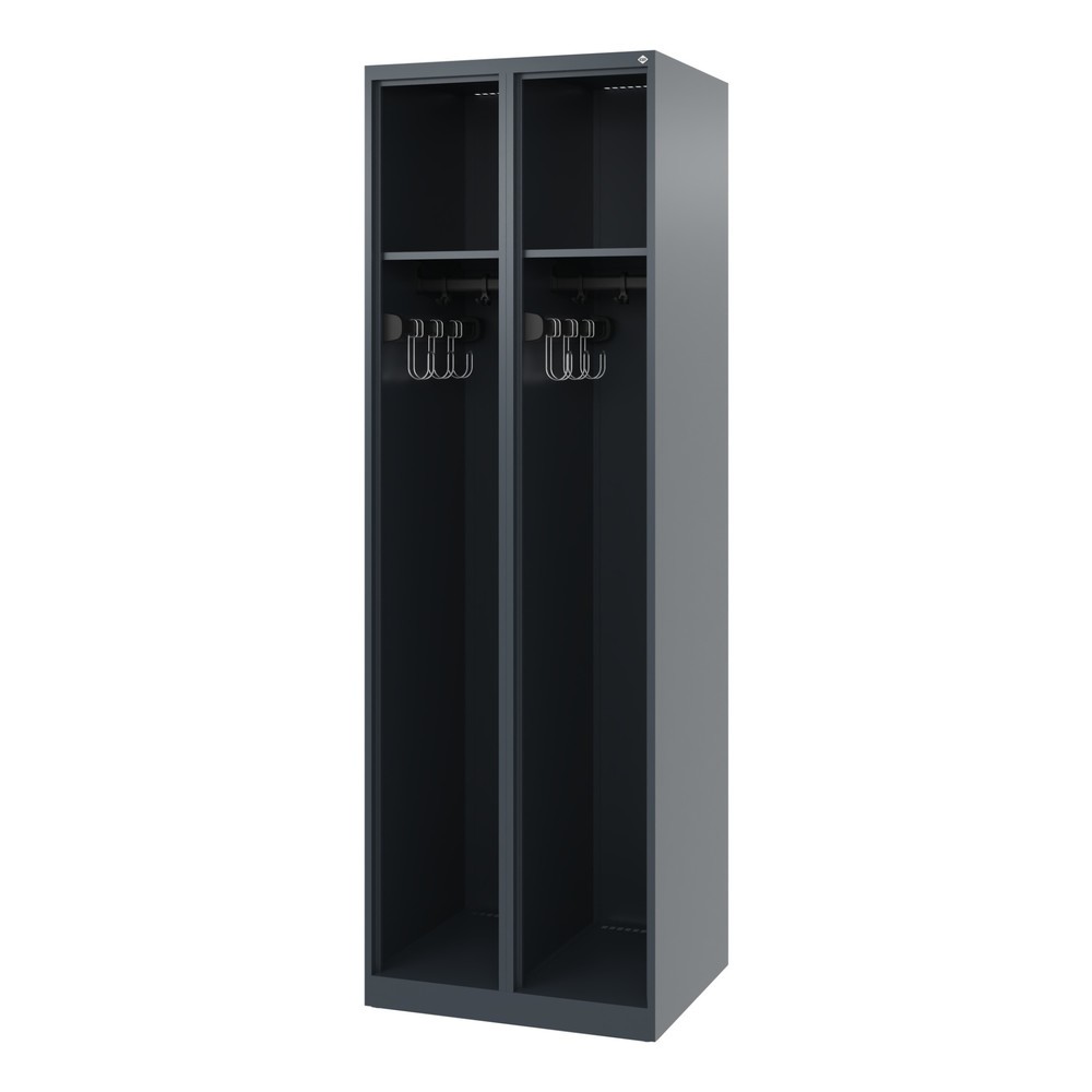 Produktabbildung: C+P Feuerwehrspind EXPERT, Bodengleiter, 2 Abteile, HxBxT 1.850 x 600 x 500 mm, anthrazitgrau