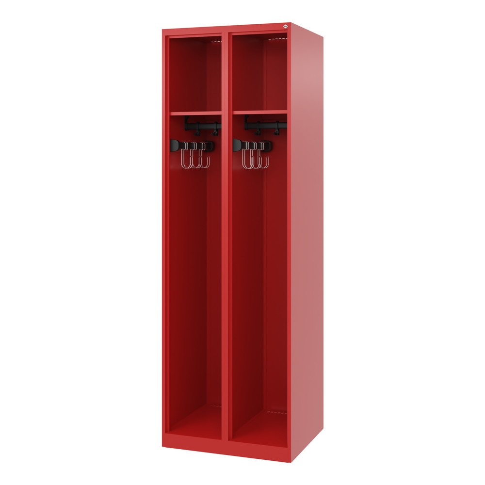 Produktabbildung: C+P Feuerwehrspind EXPERT, Bodengleiter, 2 Abteile, HxBxT 1.850 x 600 x 500 mm, feuerrot