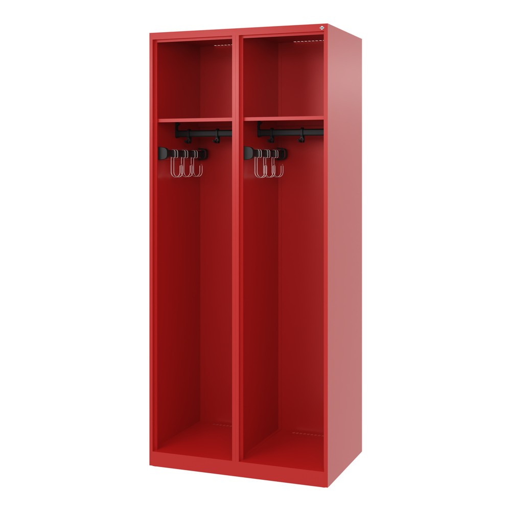 Produktabbildung: C+P Feuerwehrspind EXPERT, Bodengleiter, 2 Abteile, HxBxT 1.850 x 800 x 500 mm, feuerrot