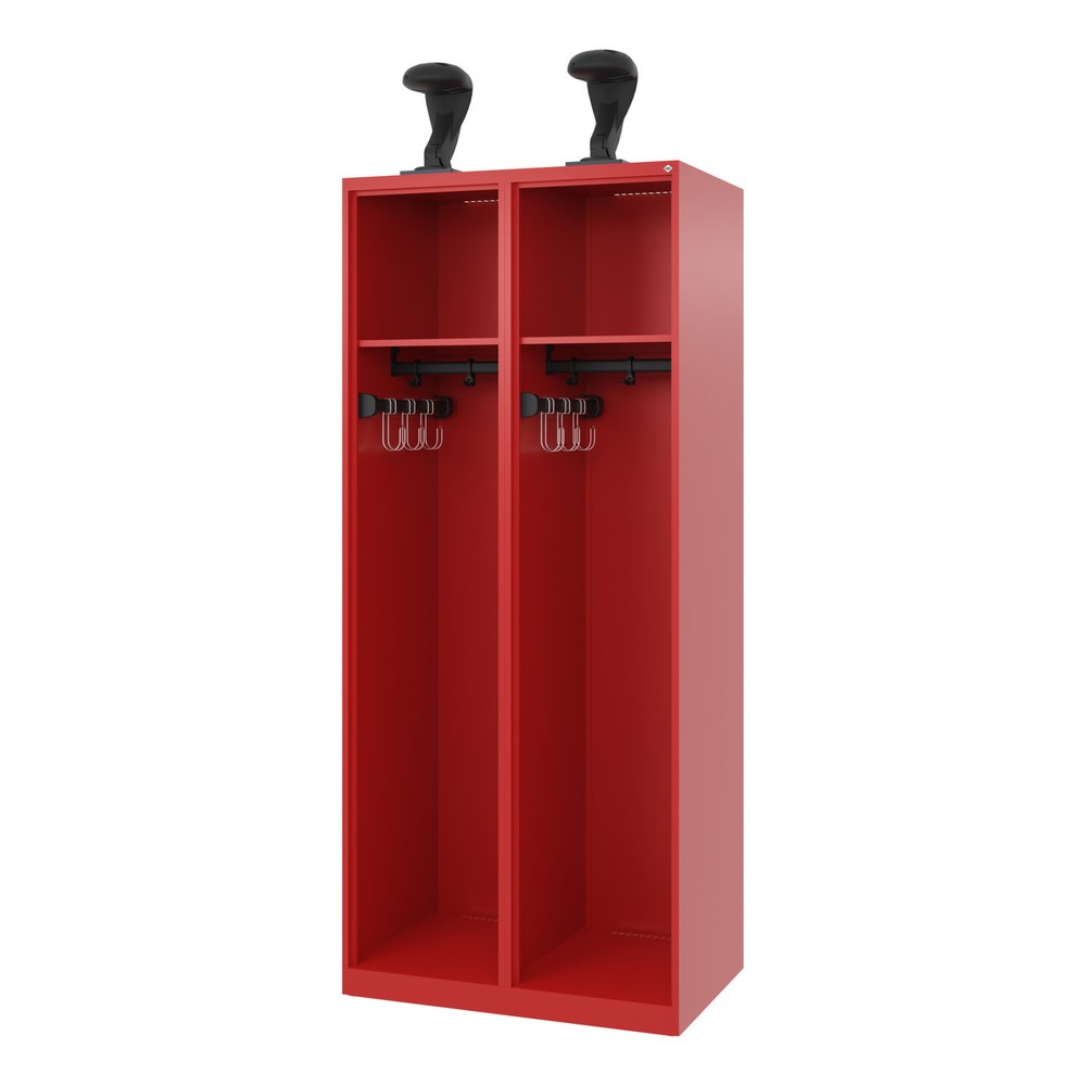 Produktabbildung Nr. 1: C+P Feuerwehrspind EXPERT, Bodengleiter, 2 Abteile, HxBxT 1.850 x 800 x 500 mm, feuerrot, mit Helmhalter
