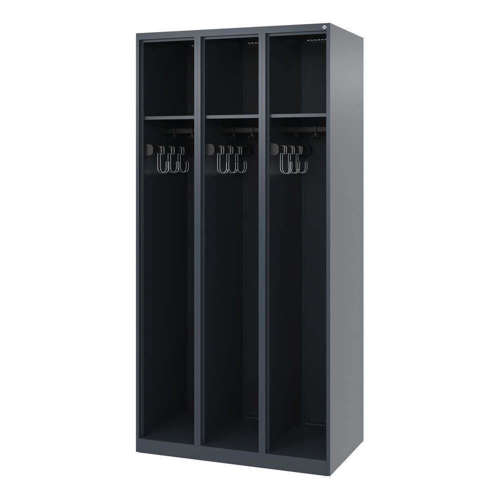 Produktabbildung: C+P Feuerwehrspind EXPERT, Bodengleiter, 3 Abteile, HxBxT 1.850 x 900 x 500 mm, anthrazitgrau