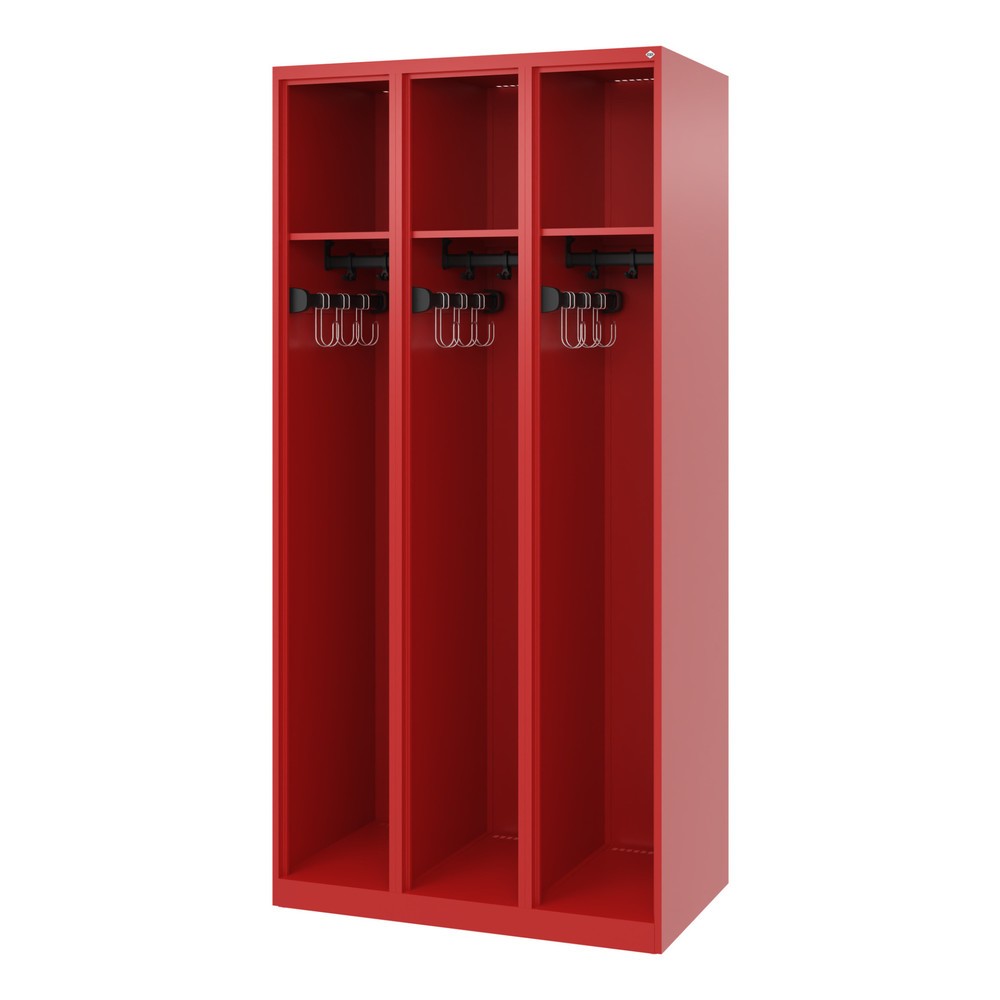 Produktabbildung: C+P Feuerwehrspind EXPERT, Bodengleiter, 3 Abteile, HxBxT 1.850 x 900 x 500 mm, feuerrot