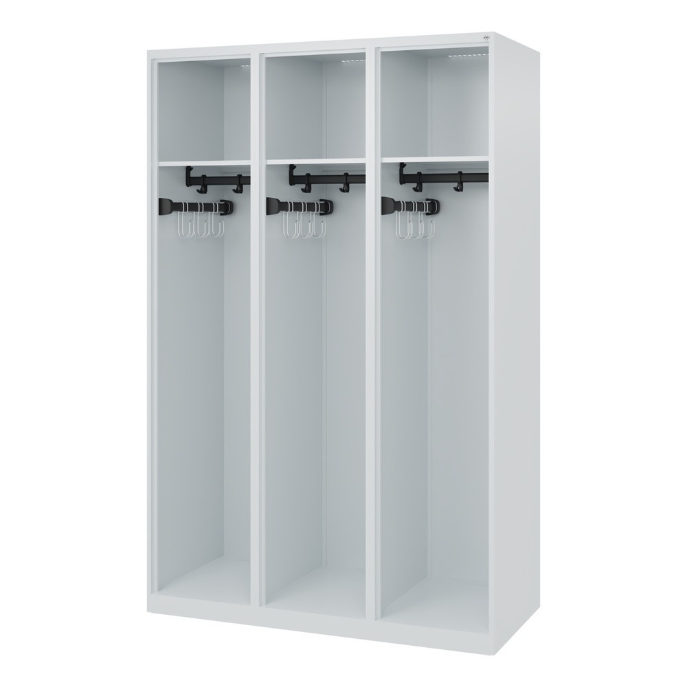 Produktabbildung: C+P Feuerwehrspind EXPERT, Bodengleiter, 3 Abteile, HxBxT 1.850 x 1.200 x 500 mm, lichtgrau