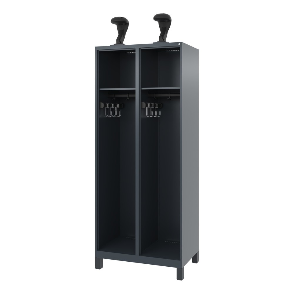 Produktabbildung Nr. 1: C+P Feuerwehrspind EXPERT, Füße, 2 Abteile, HxBxT 1.850 x 800 x 500 mm, anthrazitgrau, mit Helmhalter