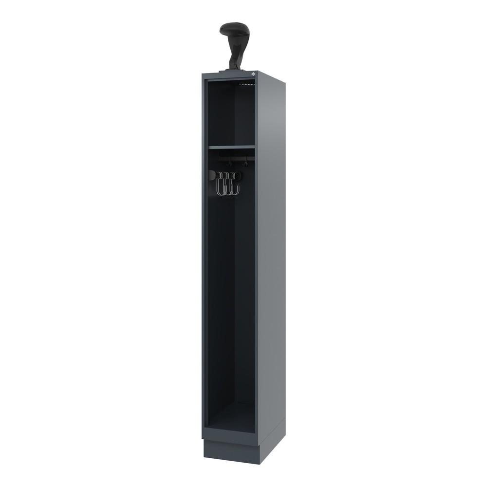 Produktabbildung: C+P Feuerwehrspind EXPERT, Sockel, 1 Abteil, HxBxT 1.850 x 300 x 500 mm, anthrazitgrau, mit Helmhalter
