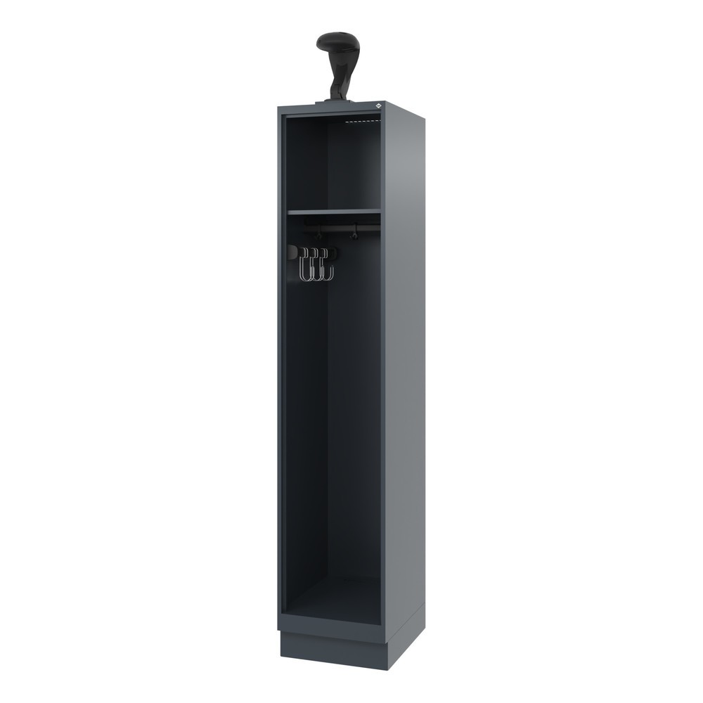 Produktabbildung: C+P Feuerwehrspind EXPERT, Sockel, 1 Abteil, HxBxT 1.850 x 400 x 500 mm, anthrazitgrau, mit Helmhalter