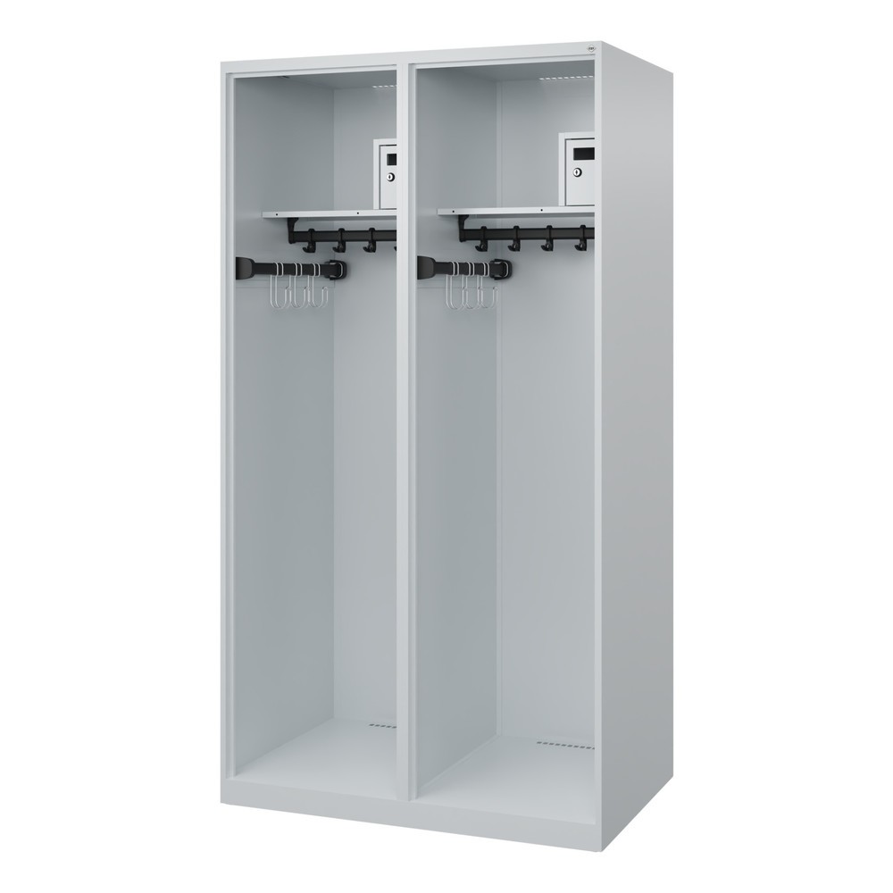 Produktabbildung: C+P Feuerwehrspind FLEXO, Bodengleiter, 2 Abteile, HxBxT 1.850 x 1.000 x 600 mm, lichtgrau