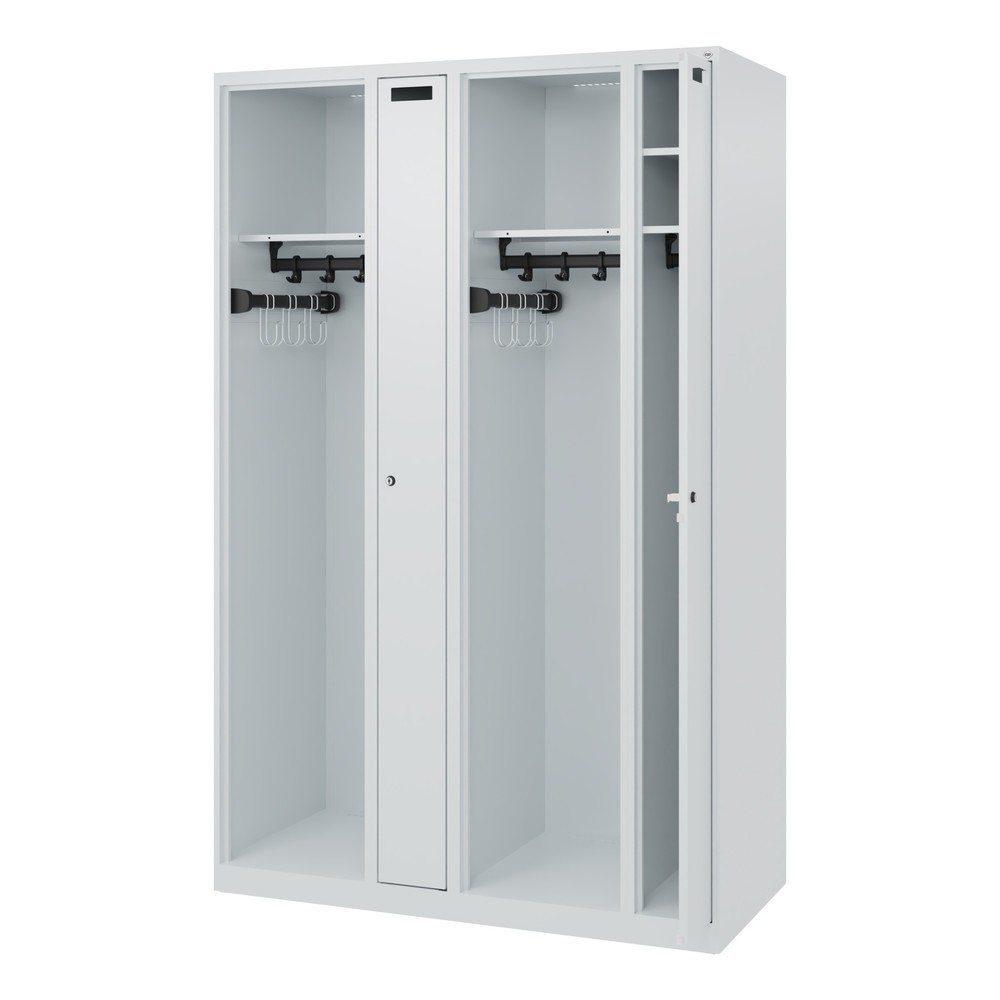 Produktabbildung: C+P Feuerwehrspind KOMBI, Bodengleiter, 2 Abteile, HxBxT 1.850 x 1.200 x 500 mm, lichtgrau
