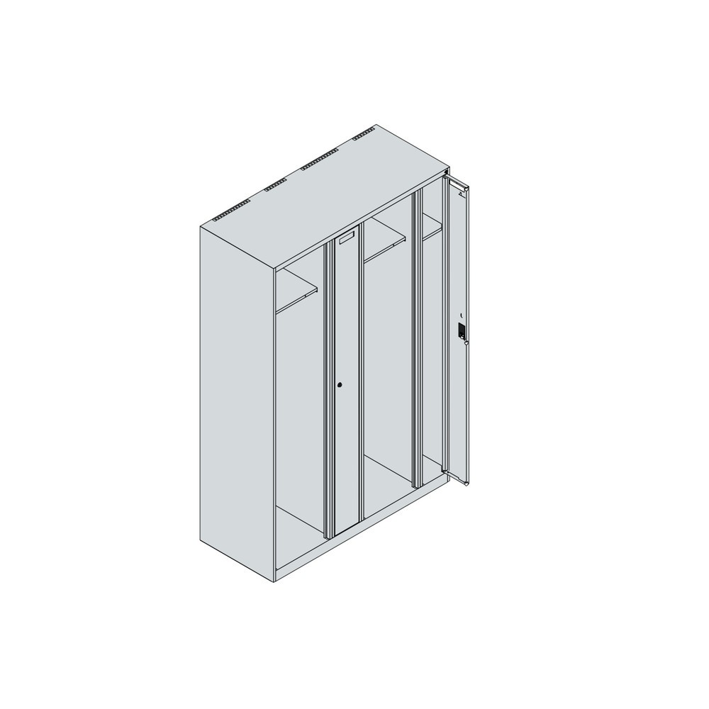 Produktabbildung Nr. 4: C+P Feuerwehrspind KOMBI, Füße, 2 Abteile, HxBxT 1.850 x 1.200 x 500 mm, anthrazitgrau, mit Helmhalter