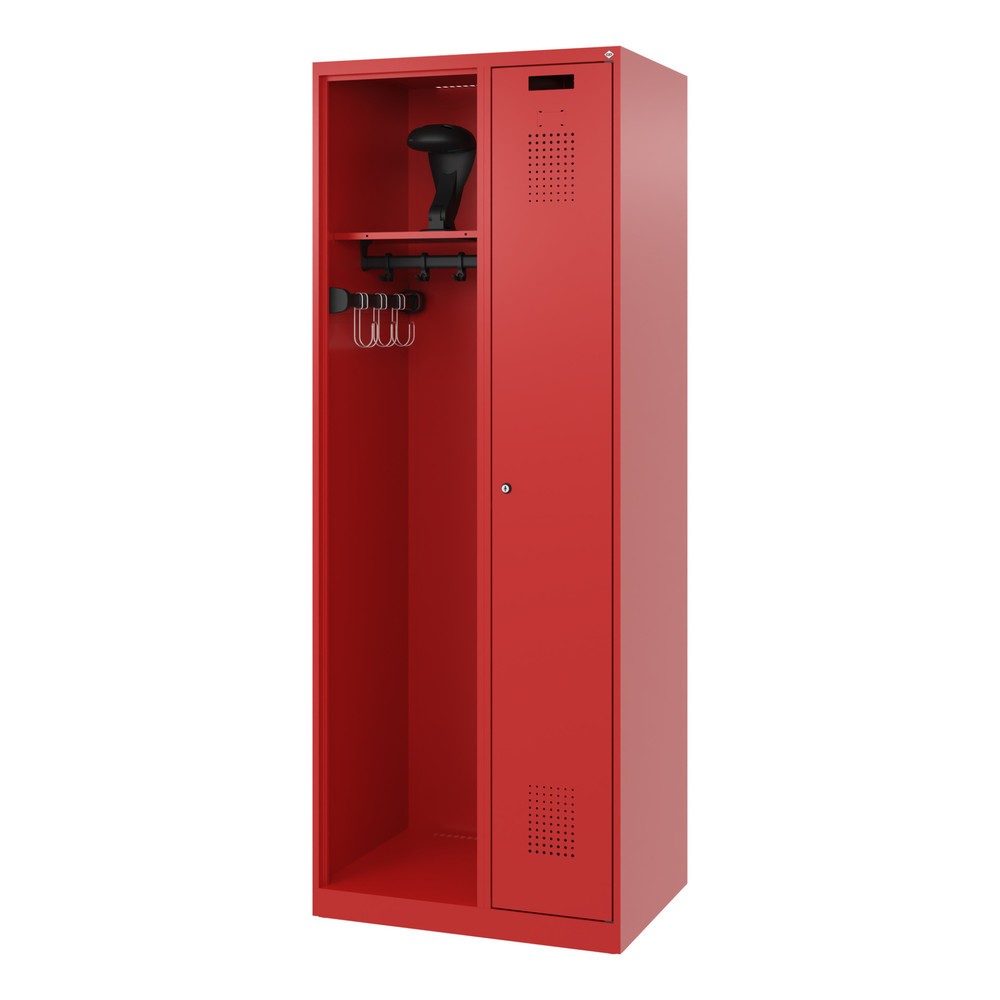 Produktabbildung Nr. 5: C+P Feuerwehrspind KOMBI, Bodengleiter, 1 Abteil, HxBxT 1.850 x 700 x 500 mm, feuerrot, mit Helmhalter