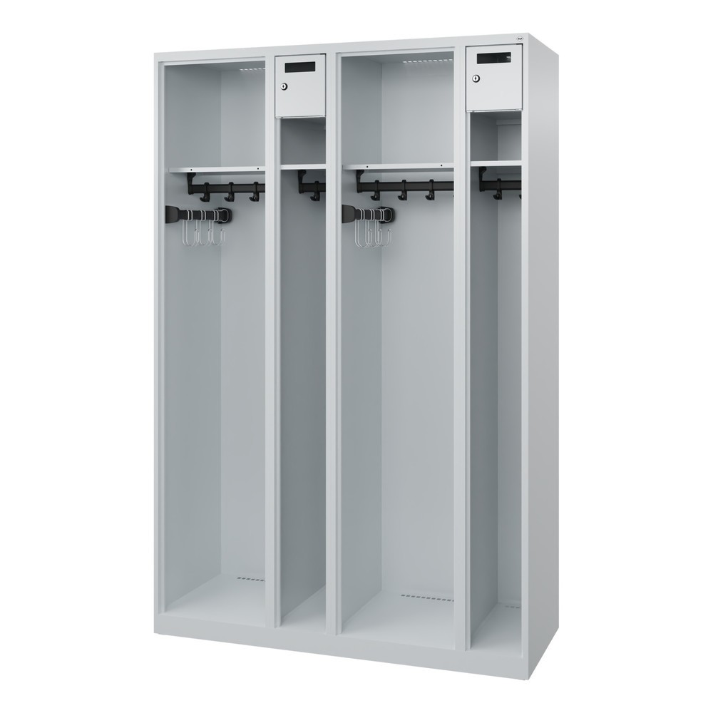 Produktabbildung Nr. 4: C+P Feuerwehrspind KOMBI Open, Bodengleiter, 2 Abteile, HxBxT 1.850 x 1.200 x 500 mm, lichtgrau