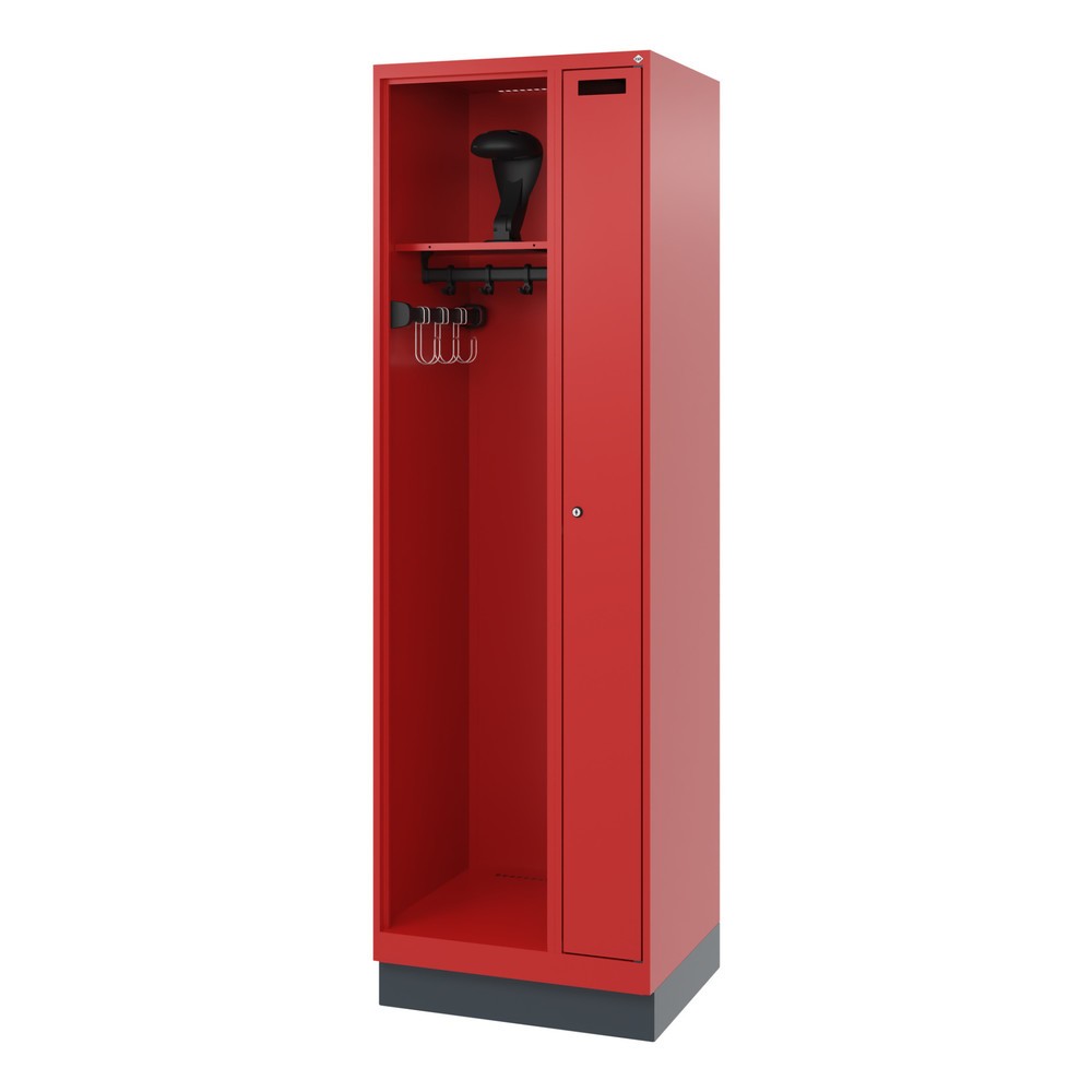 Produktabbildung Nr. 5: C+P Feuerwehrspind KOMBI, Sockel, 1 Abteil, HxBxT 1.850 x 600 x 500 mm, feuerrot, mit Helmhalter