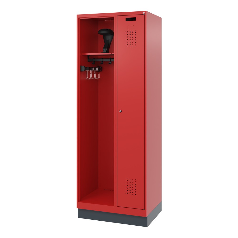 Produktabbildung Nr. 5: C+P Feuerwehrspind KOMBI, Sockel, 1 Abteil, HxBxT 1.850 x 700 x 500 mm, feuerrot, mit Helmhalter