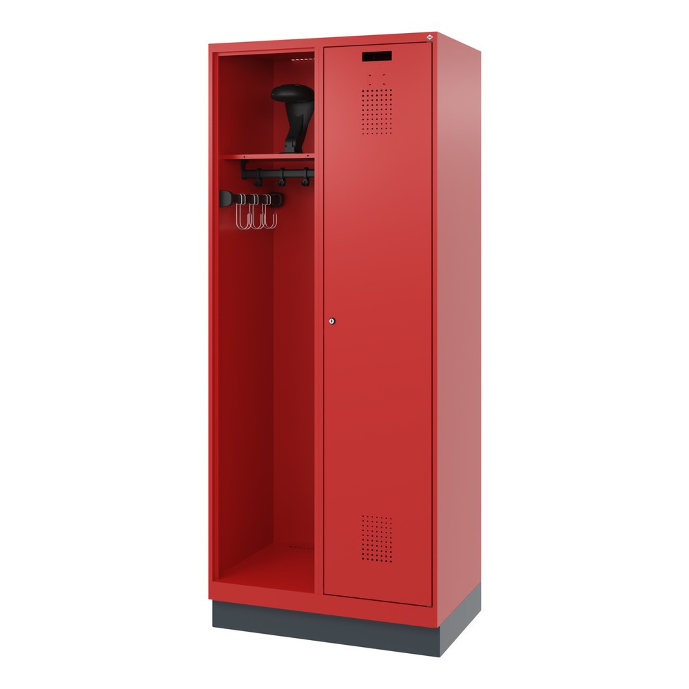 Produktabbildung Nr. 5: C+P Feuerwehrspind KOMBI, Sockel, 1 Abteil, HxBxT 1.850 x 800 x 500 mm, feuerrot, mit Helmhalter