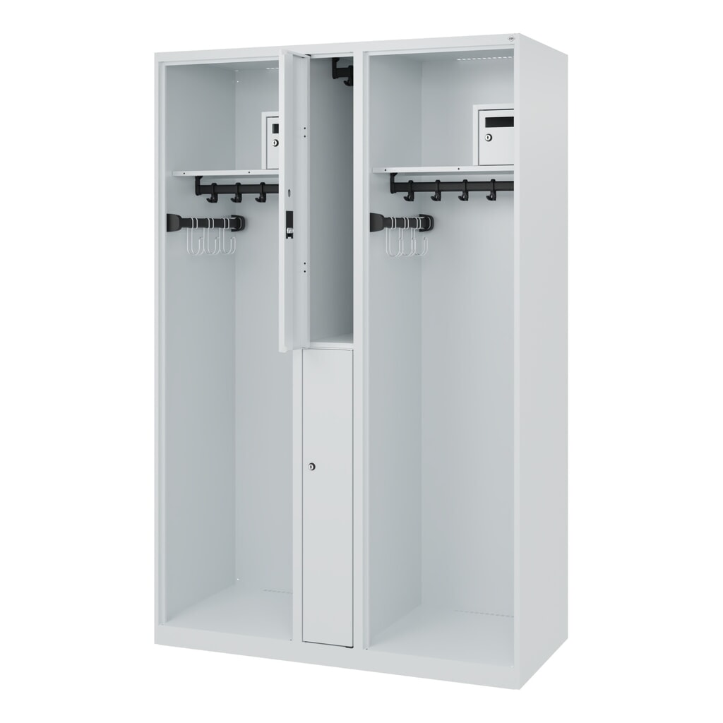 Produktabbildung: C+P Feuerwehrspind MAXI, Bodengleiter, HxBxT 1.850 x 1.200 x 500 mm, lichtgrau