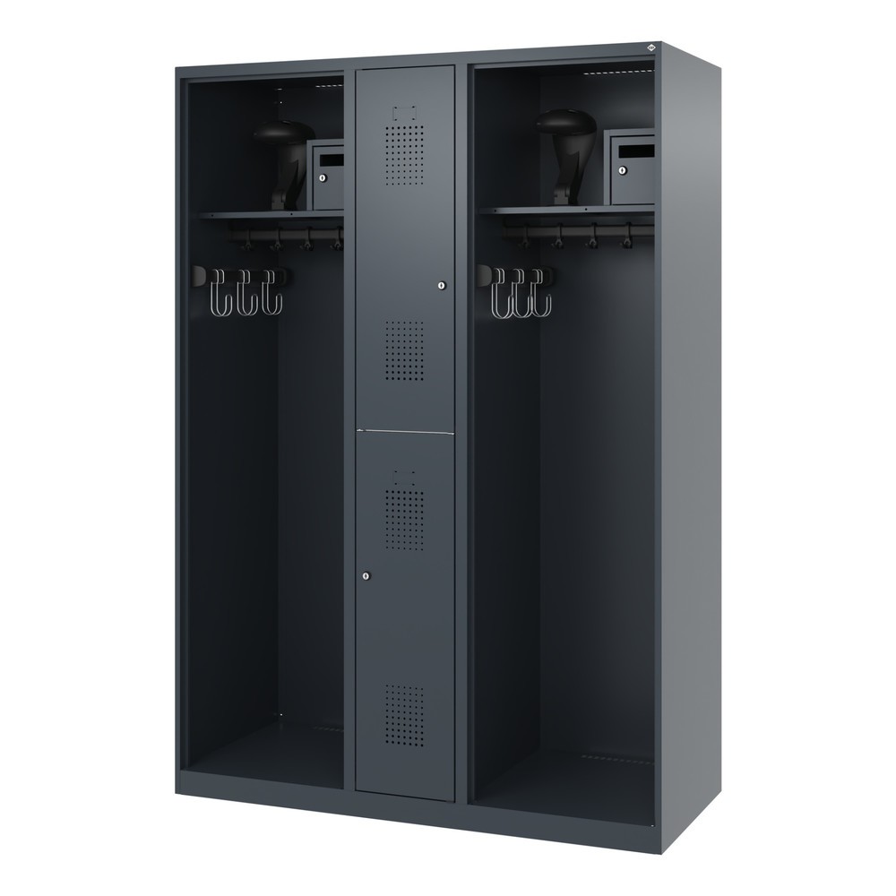 Produktabbildung Nr. 5: C+P Feuerwehrspind MAXI, Bodengleiter, HxBxT 1.850 x 1.300 x 500 mm, anthrazitgrau, mit Helmhalter