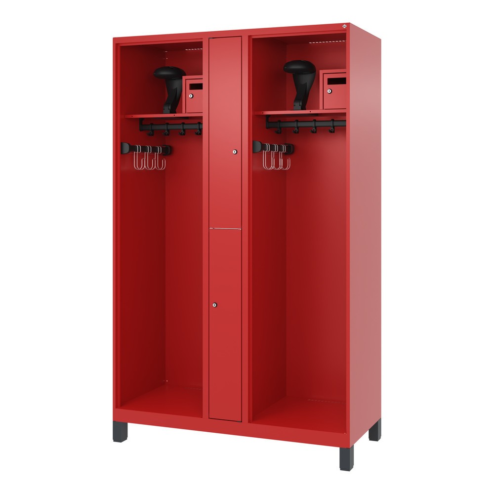 Produktabbildung Nr. 5: C+P Feuerwehrspind MAXI, Füße, HxBxT 1.850 x 1.200 x 500 mm, feuerrot, mit Helmhalter