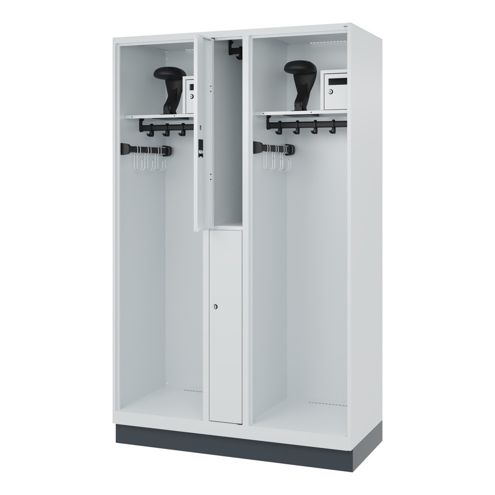 Produktabbildung: C+P Feuerwehrspind MAXI, Sockel, HxBxT 1.850 x 1.200 x 500 mm, lichtgrau, mit Helmhalter
