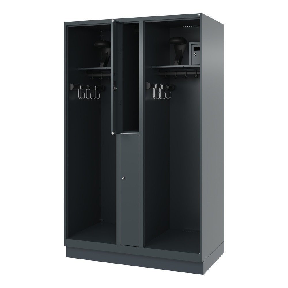 Produktabbildung: C+P Feuerwehrspind MAXI, Sockel, HxBxT 1.850 x 1.200 x 600 mm, anthrazitgrau, mit Helmhalter