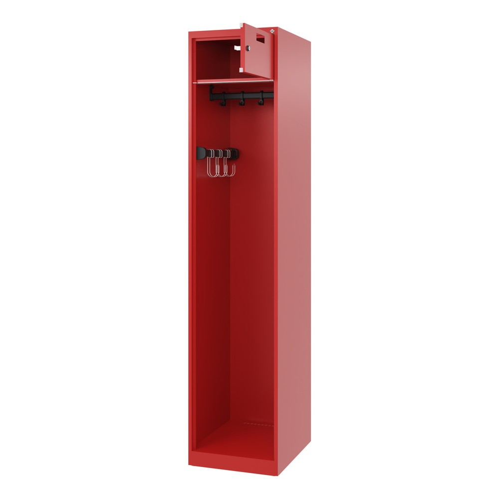 Produktabbildung: C+P Feuerwehrspind PRAKTUS, Bodengleiter, 1 Abteil, HxBxT 1.850 x 400 x 500 mm, feuerrot