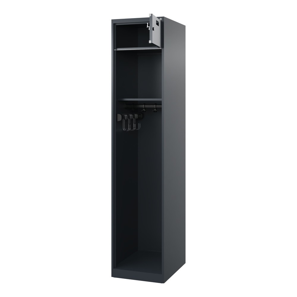 Produktabbildung: C+P Feuerwehrspind PRAKTUS, Bodengleiter, 1 Abteil, HxBxT 1.850 x 400 x 500 mm, anthrazitgrau, verkürzter Helmboden