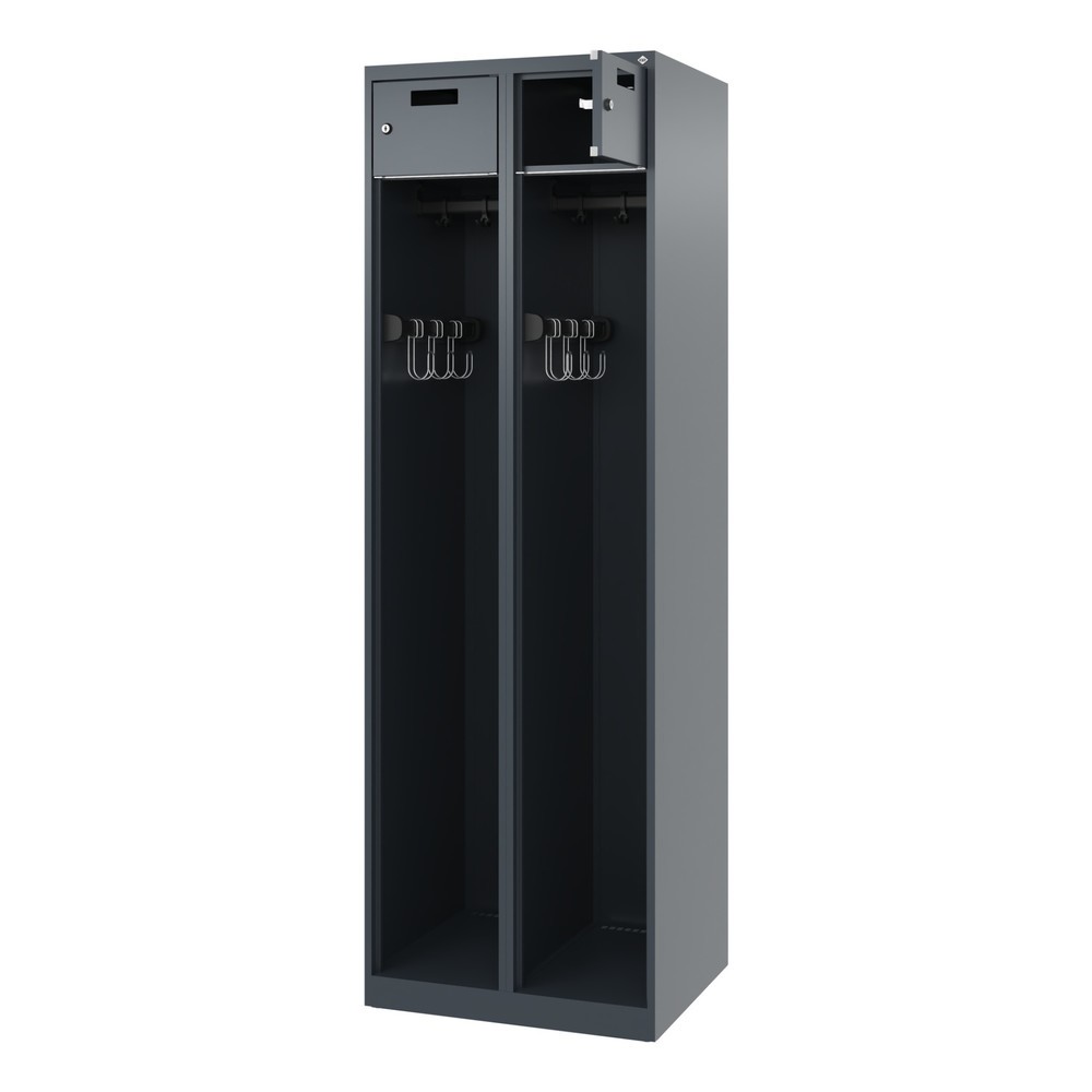 Produktabbildung: C+P Feuerwehrspind PRAKTUS, Bodengleiter, 2 Abteile, HxBxT 1.850 x 600 x 500 mm, anthrazitgrau