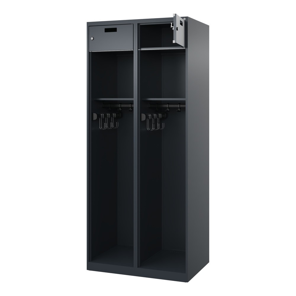 Produktabbildung: C+P Feuerwehrspind PRAKTUS, Bodengleiter, 2 Abteile, HxBxT 1.850 x 800 x 500 mm, anthrazitgrau