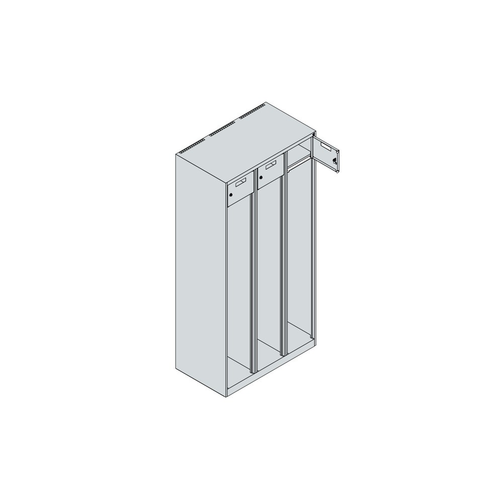 Produktabbildung Nr. 4: C+P Feuerwehrspind PRAKTUS, Bodengleiter, 3 Abteile, HxBxT 1.850 x 900 x 500 mm, anthrazitgrau, mit Helmhalter