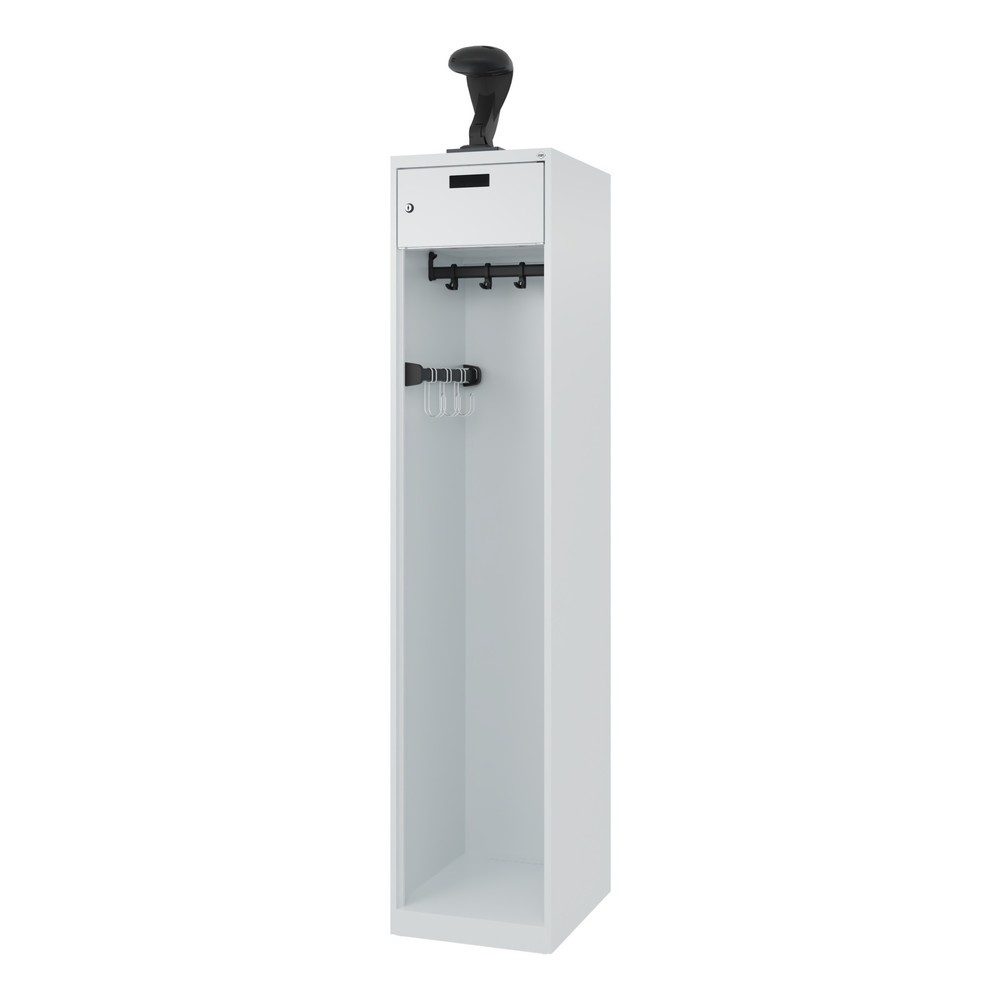 Produktabbildung Nr. 5: C+P Feuerwehrspind PRAKTUS, Bodengleiter, 1 Abteil, HxBxT 1.850 x 400 x 500 mm, lichtgrau, mit Helmhalter