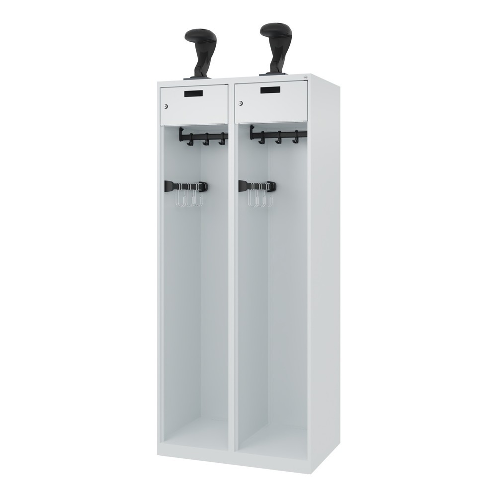 Produktabbildung Nr. 5: C+P Feuerwehrspind PRAKTUS, Bodengleiter, 2 Abteile, HxBxT 1.850 x 800 x 500 mm, lichtgrau, mit Helmhalter