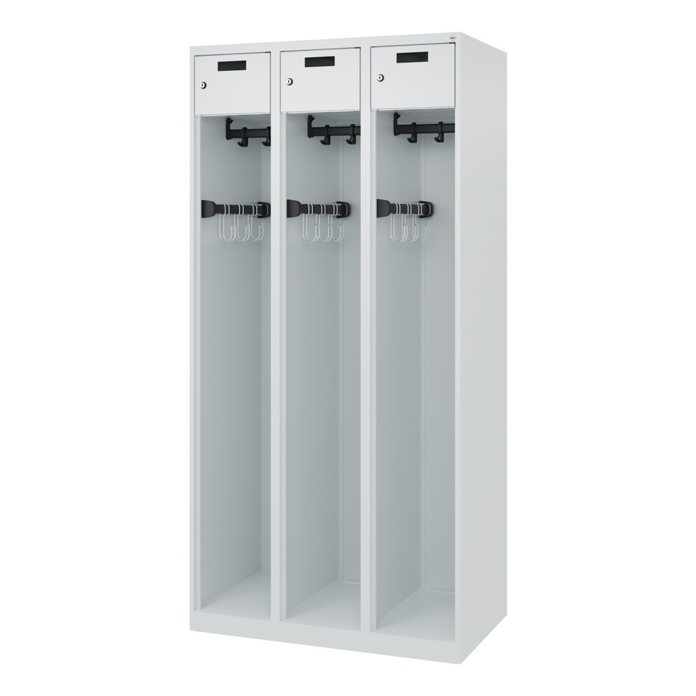 Produktabbildung Nr. 5: C+P Feuerwehrspind PRAKTUS, Bodengleiter, 3 Abteile, HxBxT 1.850 x 900 x 500 mm, lichtgrau