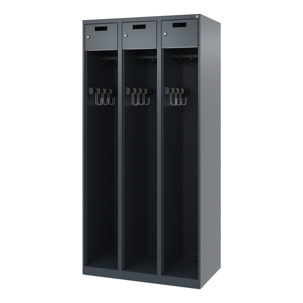 Produktabbildung Nr. 5: C+P Feuerwehrspind PRAKTUS, Bodengleiter, 3 Abteile, HxBxT 1.850 x 900 x 500 mm, anthrazitgrau