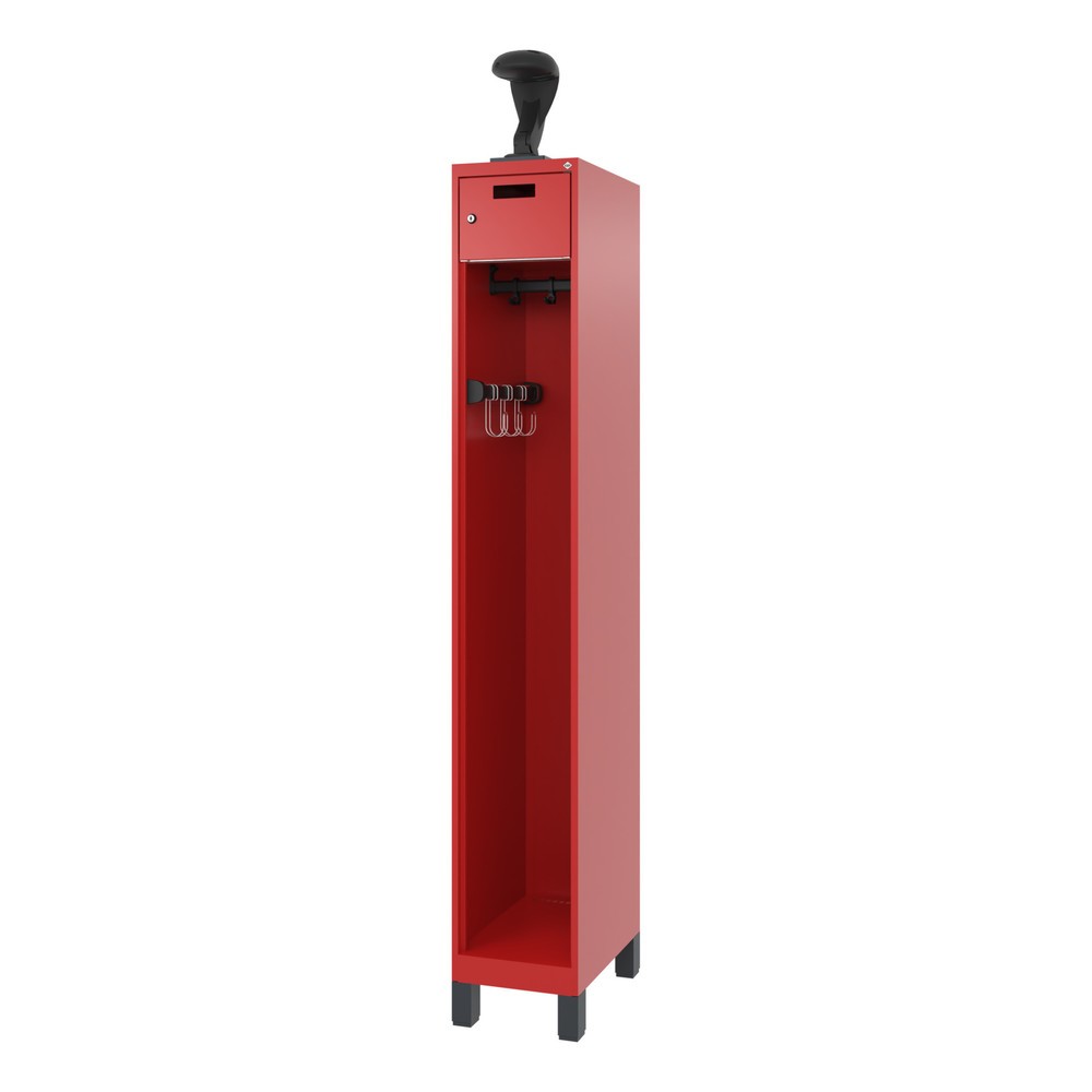 Produktabbildung Nr. 5: C+P Feuerwehrspind PRAKTUS, Füße, 1 Abteil, HxBxT 1.850 x 300 x 500 mm, feuerrot, mit Helmhalter