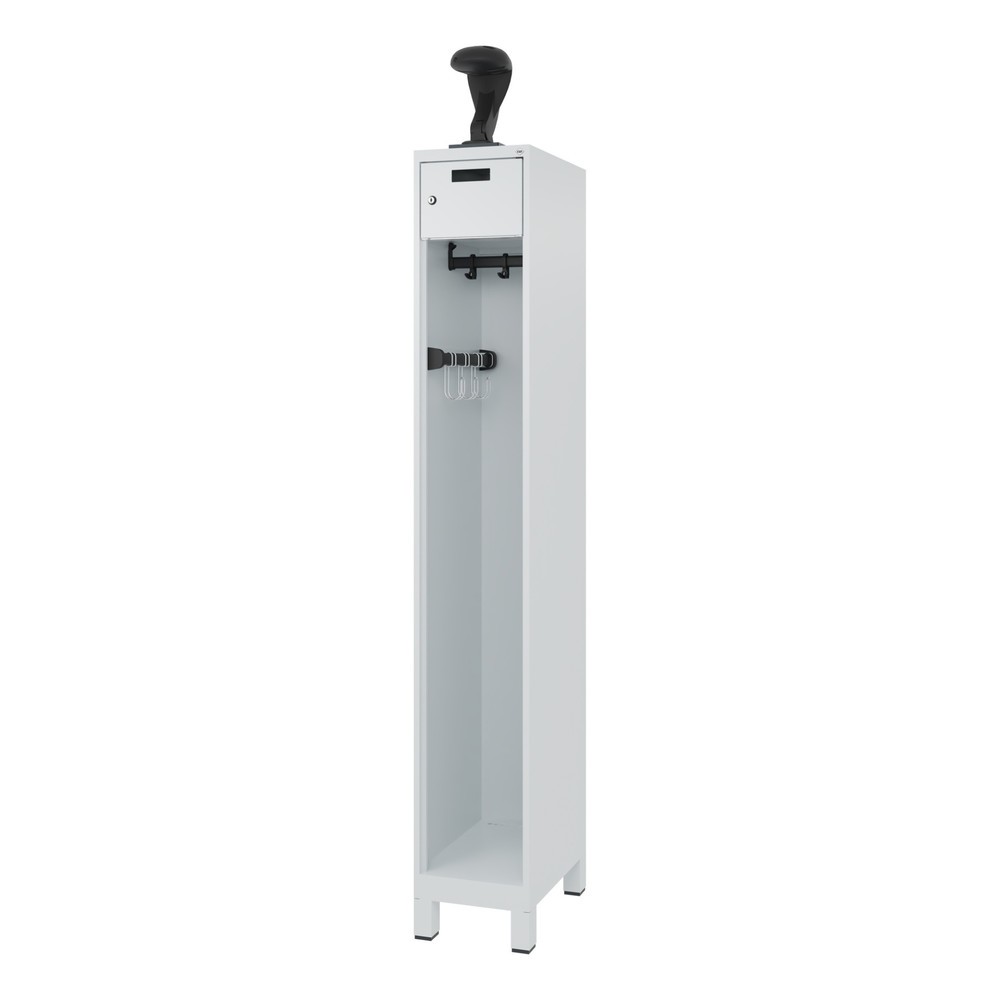 Produktabbildung Nr. 5: C+P Feuerwehrspind PRAKTUS, Füße, 1 Abteil, HxBxT 1.850 x 300 x 500 mm, lichtgrau, mit Helmhalter