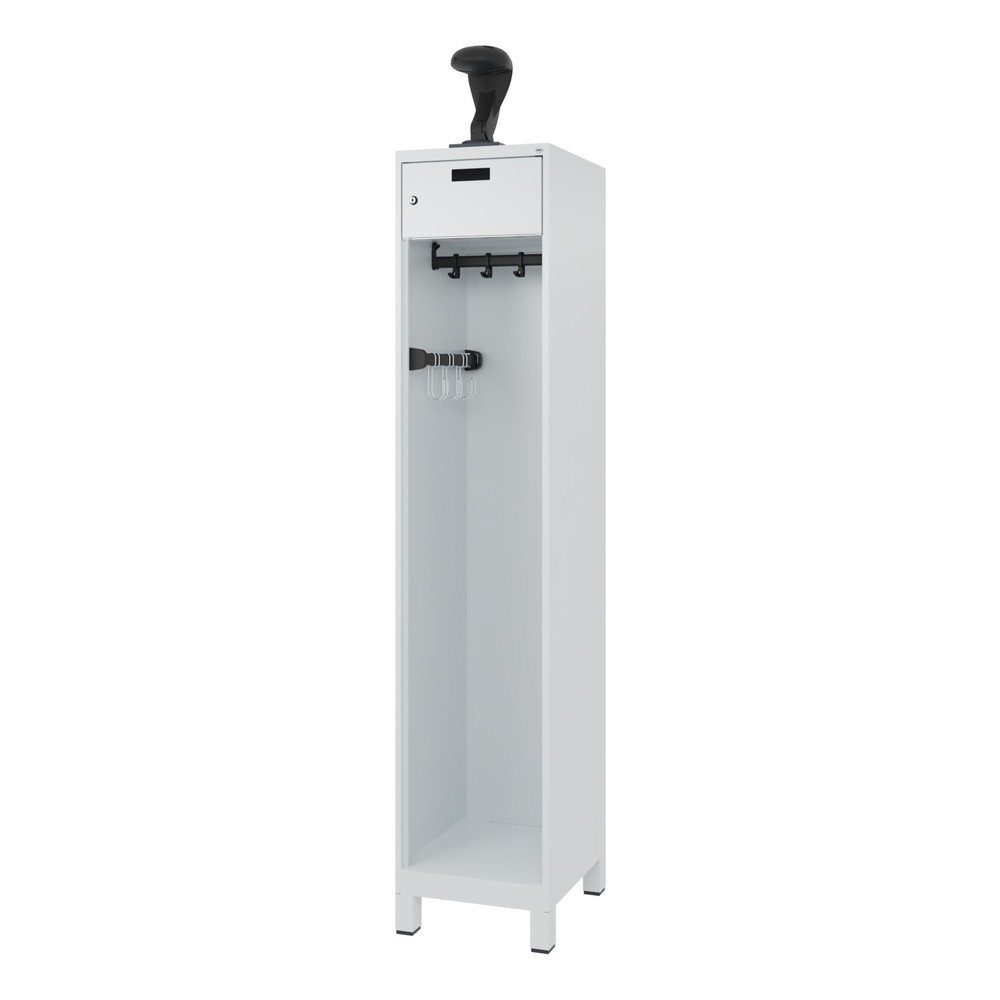 Produktabbildung Nr. 5: C+P Feuerwehrspind PRAKTUS, Füße, 1 Abteil, HxBxT 1.850 x 400 x 500 mm, lichtgrau, mit Helmhalter