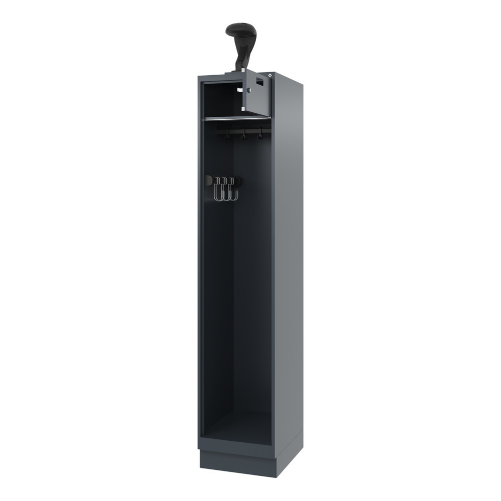Produktabbildung: C+P Feuerwehrspind PRAKTUS, Sokel, 1 Abteil, HxBxT 1.850 x 400 x 500 mm, anthrazitgrau, mit Helmhalter