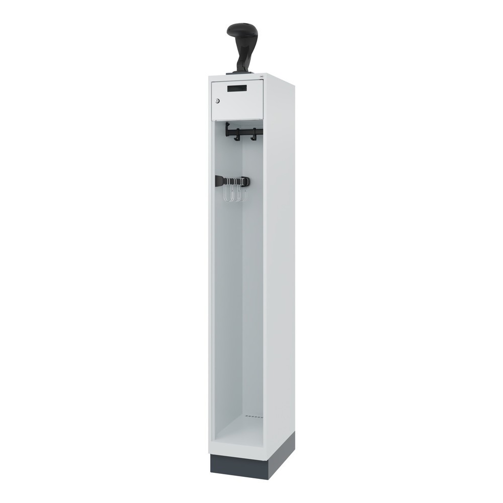 Produktabbildung Nr. 5: C+P Feuerwehrspind PRAKTUS, Sokel, 1 Abteil, HxBxT 1.850 x 300 x 500 mm, lichtgrau, mit Helmhalter