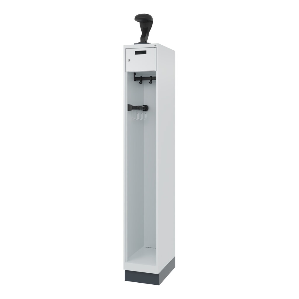 Produktabbildung Nr. 5: C+P Feuerwehrspind PRAKTUS, Sokel, 1 Abteil, HxBxT 1.850 x 300 x 500 mm, lichtgrau, mit Helmhalter