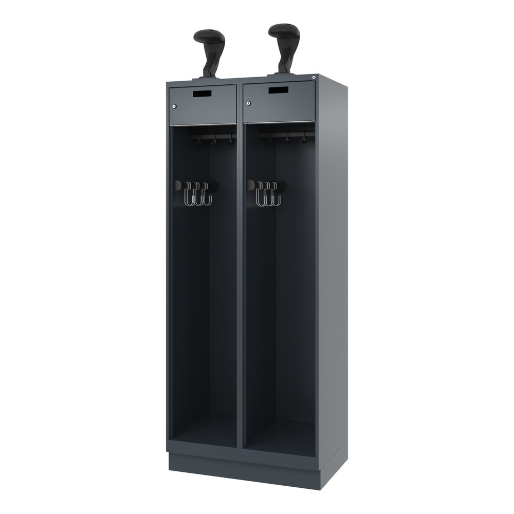 Produktabbildung Nr. 5: C+P Feuerwehrspind PRAKTUS, Sokel, 2 Abteile, HxBxT 1.850 x 800 x 500 mm, anthrazitgrau, mit Helmhalter