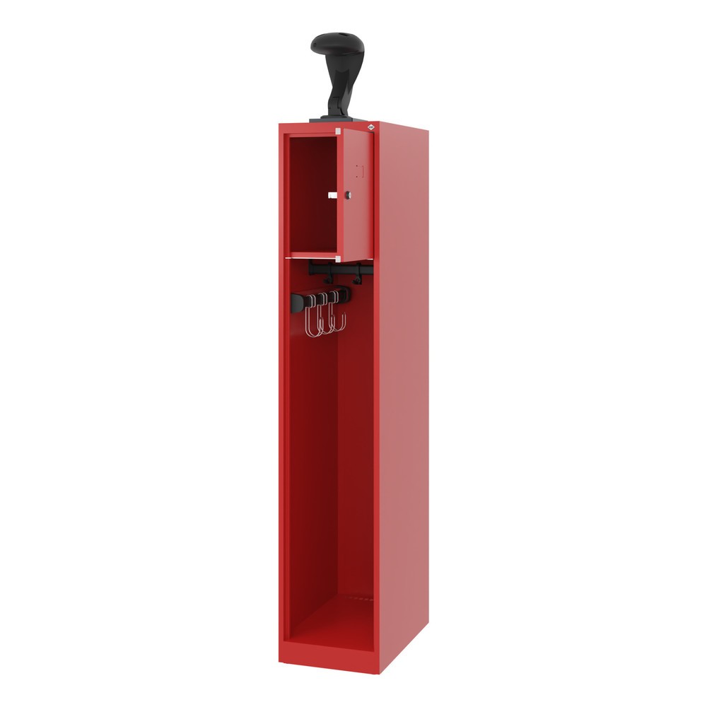 Produktabbildung: C+P Feuerwehrspind YOUNGSTER, Bodengleiter, 1 Abteil, HxBxT 1.530 x 300 x 500 mm, feuerrot, mit Helmhalter