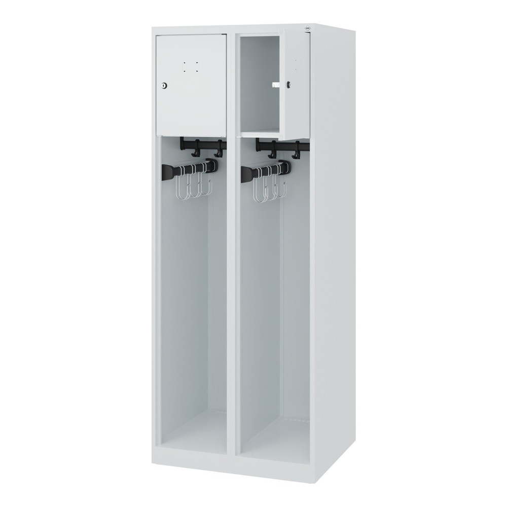 Produktabbildung: C+P Feuerwehrspind YOUNGSTER, Bodengleiter, 2 Abteile, HxBxT 1.530 x 600 x 500 mm, lichtgrau
