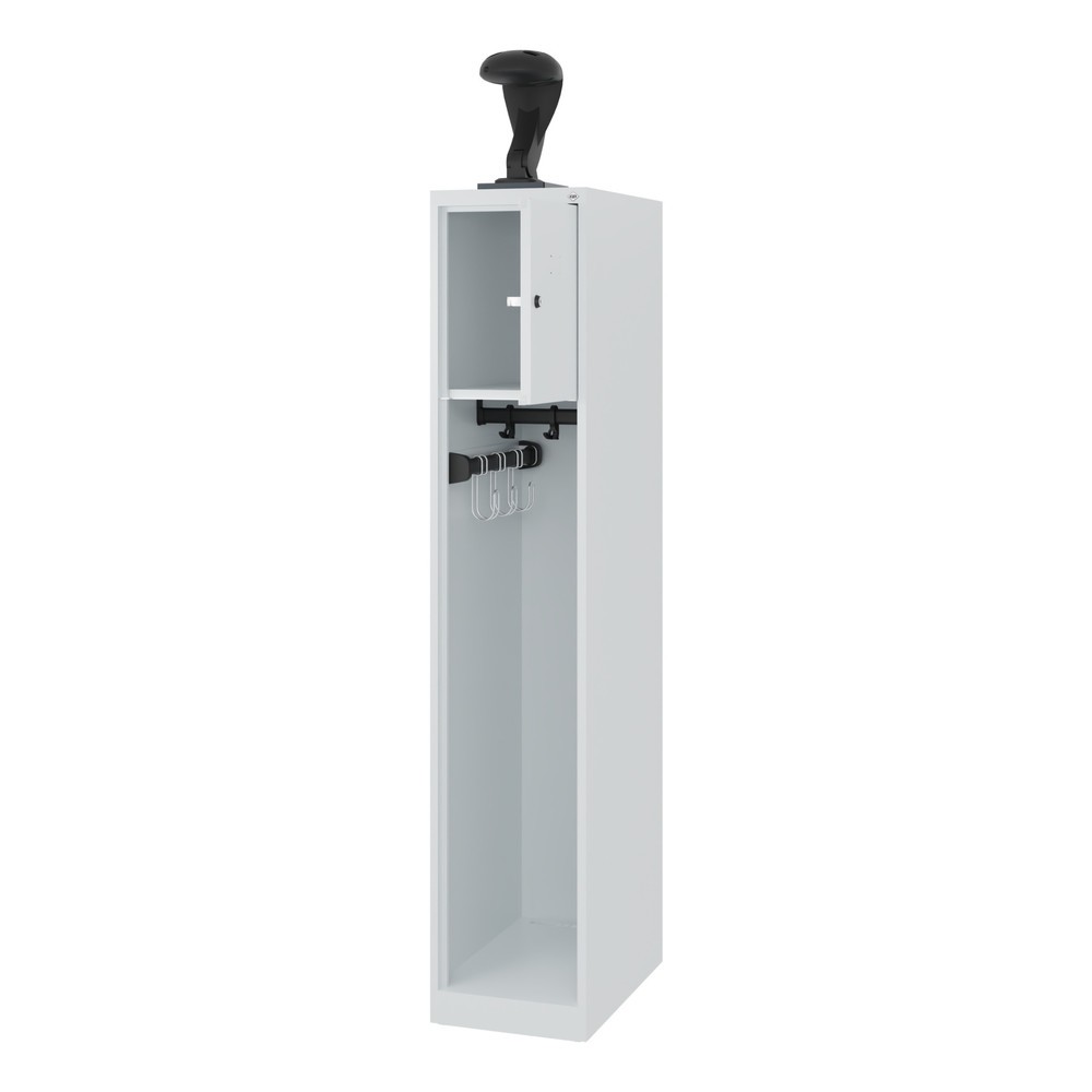 Produktabbildung: C+P Feuerwehrspind YOUNGSTER, Bodengleiter, 1 Abteil, HxBxT 1.530 x 300 x 500 mm, lichtgrau, mit Helmhalter