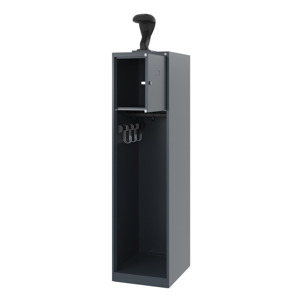 Produktabbildung: C+P Feuerwehrspind YOUNGSTER, Bodengleiter, 1 Abteil, HxBxT 1.530 x 400 x 500 mm, anthrazitgrau, mit Helmhalter