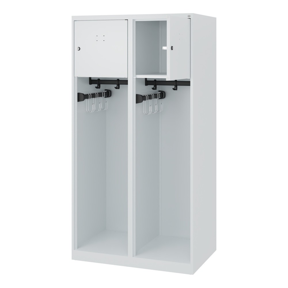 Produktabbildung: C+P Feuerwehrspind YOUNGSTER, Bodengleiter, 2 Abteile, HxBxT 1.530 x 800 x 500 mm, lichtgrau