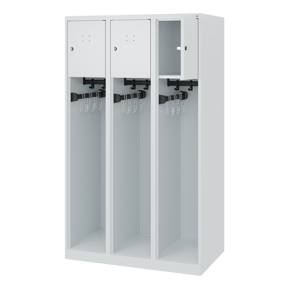 Produktabbildung: C+P Feuerwehrspind YOUNGSTER, Bodengleiter, 3 Abteile, HxBxT 1.530 x 900 x 500 mm, lichtgrau