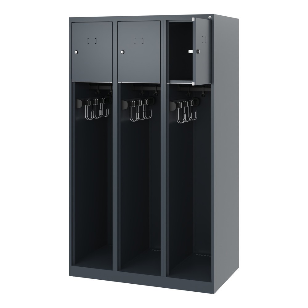 Produktabbildung: C+P Feuerwehrspind YOUNGSTER, Bodengleiter, 3 Abteile, HxBxT 1.530 x 900 x 500 mm, anthrazitgrau