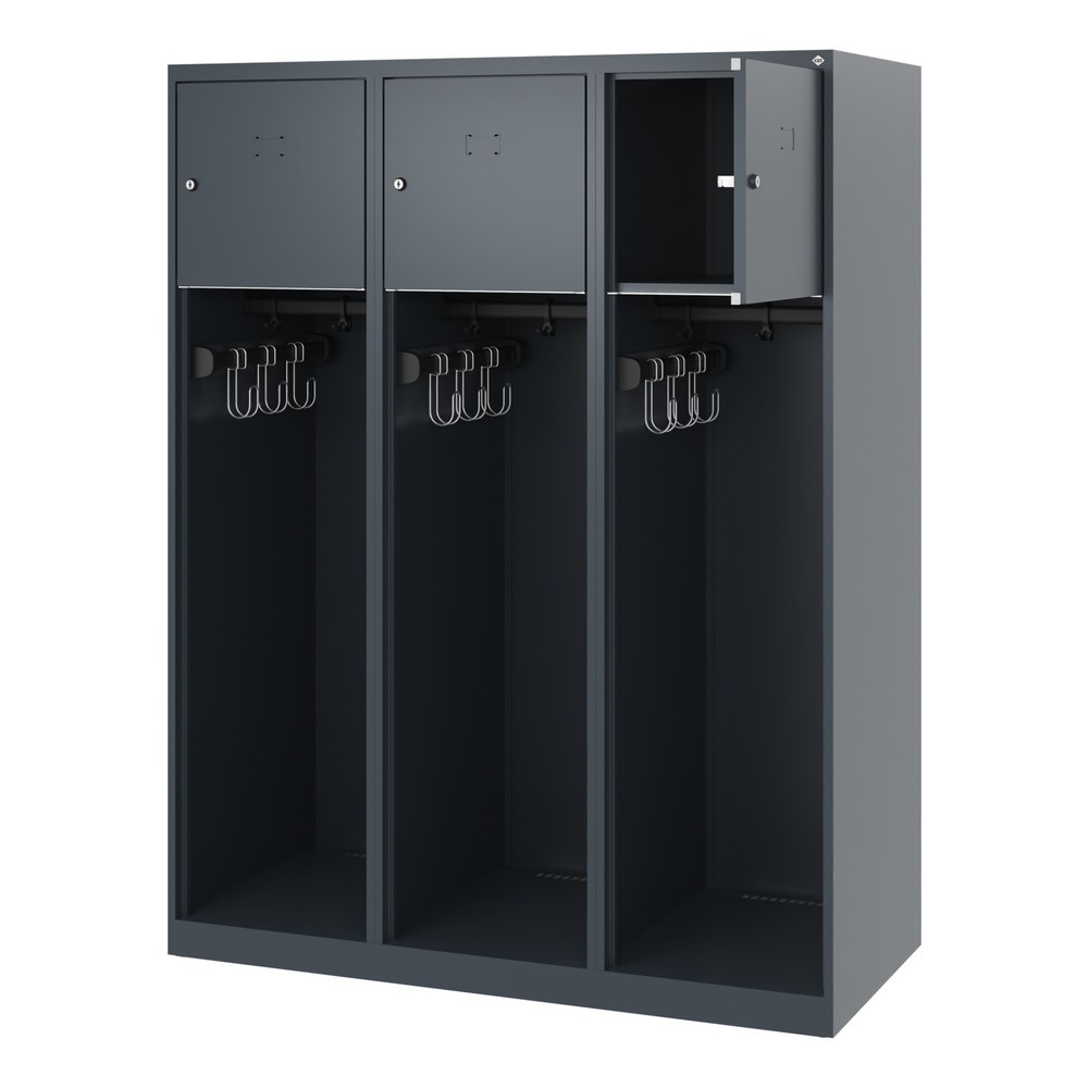 Produktabbildung: C+P Feuerwehrspind YOUNGSTER, Bodengleiter, 3 Abteile, HxBxT 1.530 x 1.200 x 500 mm, anthrazitgrau