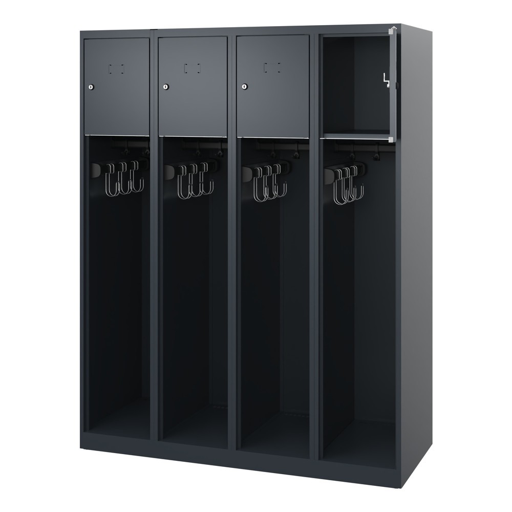 Produktabbildung: C+P Feuerwehrspind YOUNGSTER, Bodengleiter, 4 Abteile, HxBxT 1.530 x 1.200 x 500 mm, anthrazitgrau