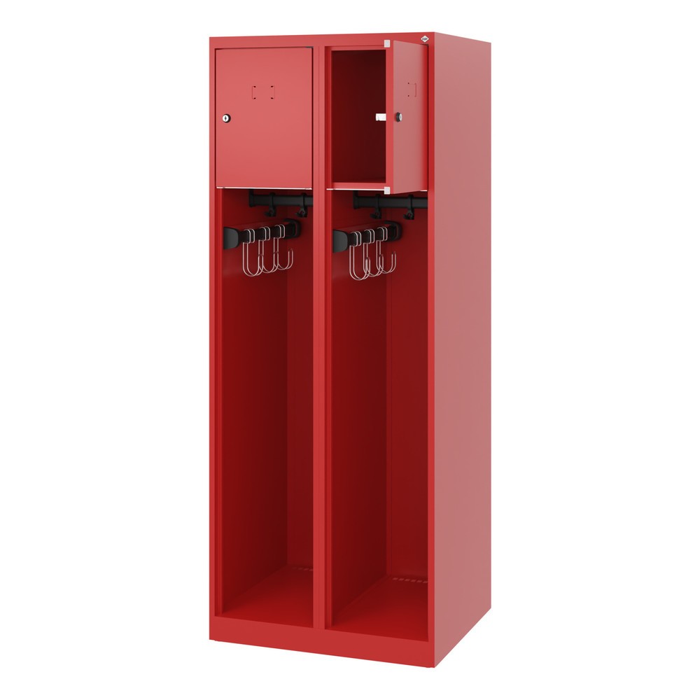 Produktabbildung: C+P Feuerwehrspind YOUNGSTER, Bodengleiter, 2 Abteile, HxBxT 1.530 x 600 x 500 mm, feuerrot