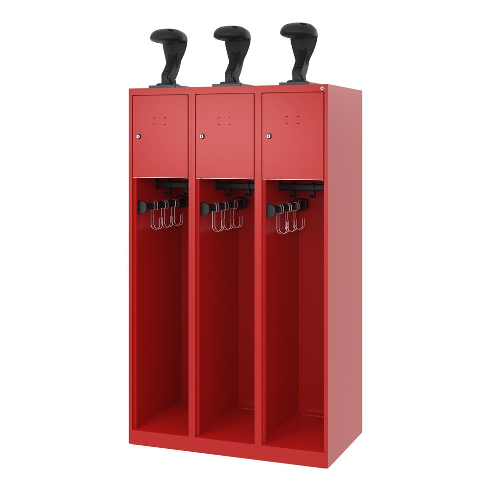 Produktabbildung Nr. 5: C+P Feuerwehrspind YOUNGSTER, Bodengleiter, 3 Abteile, HxBxT 1.530 x 900 x 500 mm, feuerrot, mit Helmhalter